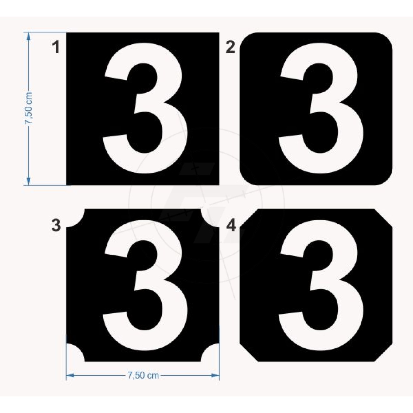 Number stickers, negative